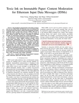 Toxic Ink on Immutable Paper: Content Moderation for Ethereum Input Data Messages (IDMs)