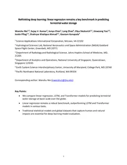 Rethinking deep learning: linear regression remains a key benchmark in predicting terrestrial water storage