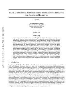 LLMs as Strategic Agents: Beliefs, Best Response Behavior, and Emergent Heuristics