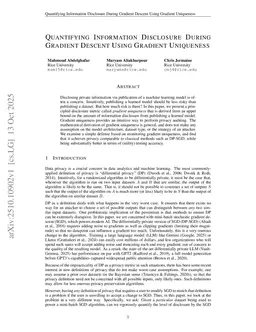Quantifying Information Disclosure During Gradient Descent Using Gradient Uniqueness