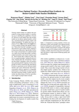 Find Your Optimal Teacher: Personalized Data Synthesis via Router-Guided Multi-Teacher Distillation