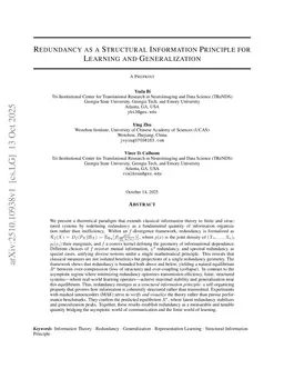 Redundancy as a Structural Information Principle for Learning and Generalization