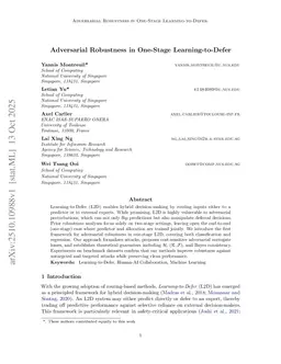 Adversarial Robustness in One-Stage Learning-to-Defer