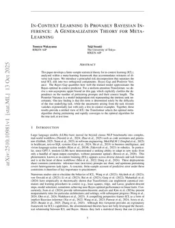 In-Context Learning Is Provably Bayesian Inference: A Generalization Theory for Meta-Learning