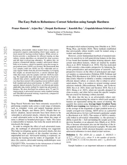 The Easy Path to Robustness: Coreset Selection using Sample Hardness