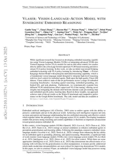 Vlaser: Vision-Language-Action Model with Synergistic Embodied Reasoning