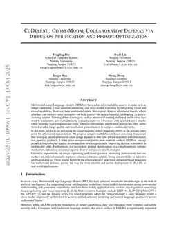 CoDefend: Cross-Modal Collaborative Defense via Diffusion Purification and Prompt Optimization