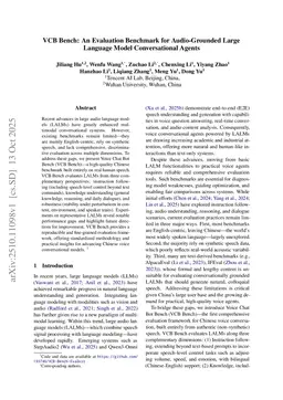 VCB Bench: An Evaluation Benchmark for Audio-Grounded Large Language Model Conversational Agents