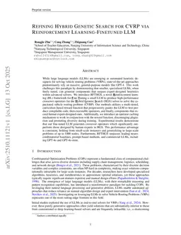 Refining Hybrid Genetic Search for CVRP via Reinforcement Learning-Finetuned LLM