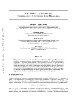 PAC-Bayesian Bounds on Constrained f-Entropic Risk Measures