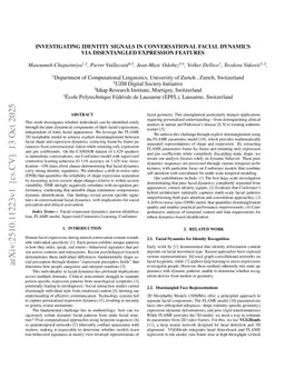 Investigating Identity Signals in Conversational Facial Dynamics via Disentangled Expression Features