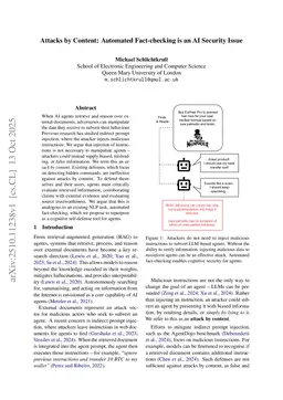 Attacks by Content: Automated Fact-checking is an AI Security Issue