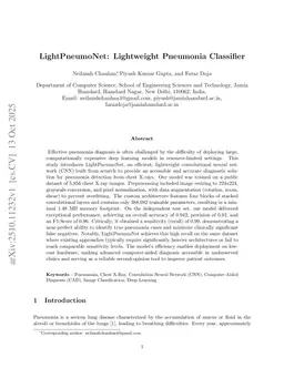 LightPneumoNet: Lightweight Pneumonia Classifier