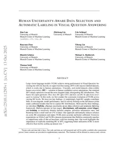 Human Uncertainty-Aware Data Selection and Automatic Labeling in Visual Question Answering