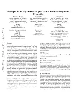LLM-Specific Utility: A New Perspective for Retrieval-Augmented Generation