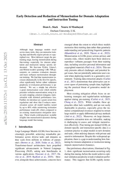 Early Detection and Reduction of Memorisation for Domain Adaptation and Instruction Tuning