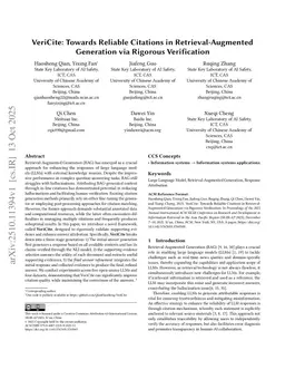 VeriCite: Towards Reliable Citations in Retrieval-Augmented Generation via Rigorous Verification