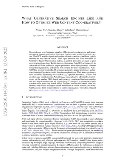 What Generative Search Engines Like and How to Optimize Web Content Cooperatively