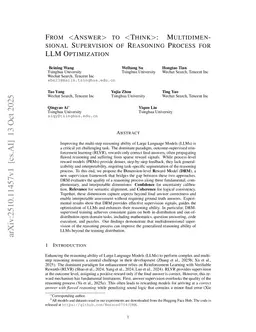 From <Answer> to <Think>: Multidimensional Supervision of Reasoning Process for LLM Optimization