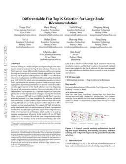 Differentiable Fast Top-K Selection for Large-Scale Recommendation