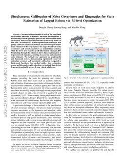 Simultaneous Calibration of Noise Covariance and Kinematics for State Estimation of Legged Robots via Bi-level Optimization