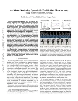 NaviGait: Navigating Dynamically Feasible Gait Libraries using Deep Reinforcement Learning