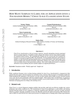 How many samples to label for an application given a foundation model? Chest X-ray classification study