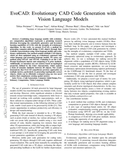 EvoCAD: Evolutionary CAD Code Generation with Vision Language Models