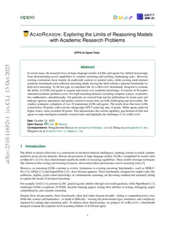 ACADREASON: Exploring the Limits of Reasoning Models with Academic Research Problems
