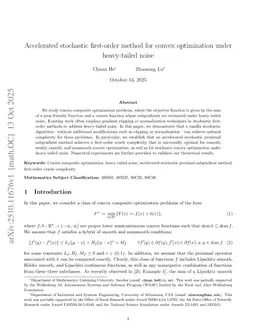 Accelerated stochastic first-order method for convex optimization under heavy-tailed noise