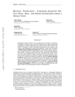 Beyond 'Templates': Category-Agnostic Object Pose, Size, and Shape Estimation from a Single View