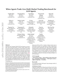 When Agents Trade: Live Multi-Market Trading Benchmark for LLM Agents