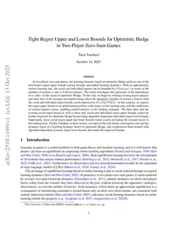 Tight Regret Upper and Lower Bounds for Optimistic Hedge in Two-Player Zero-Sum Games