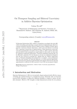 On Thompson Sampling and Bilateral Uncertainty in Additive Bayesian Optimization