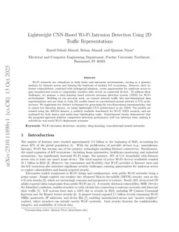 Lightweight CNN-Based Wi-Fi Intrusion Detection Using 2D Traffic Representations