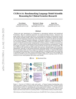 CGBench: Benchmarking Language Model Scientific Reasoning for Clinical Genetics Research