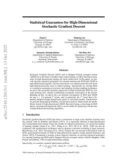 Statistical Guarantees for High-Dimensional Stochastic Gradient Descent