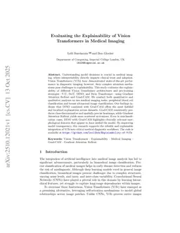 Evaluating the Explainability of Vision Transformers in Medical Imaging