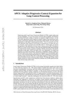 APCE: Adaptive Progressive Context Expansion for Long Context Processing