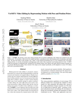 VIDMP3: Video Editing by Representing Motion with Pose and Position Priors