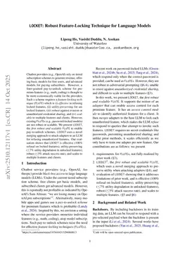 Locket: Robust Feature-Locking Technique for Language Models