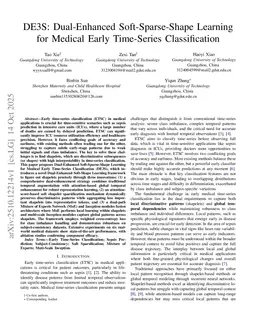 DE3S: Dual-Enhanced Soft-Sparse-Shape Learning for Medical Early Time-Series Classification
