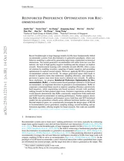 Reinforced Preference Optimization for Recommendation