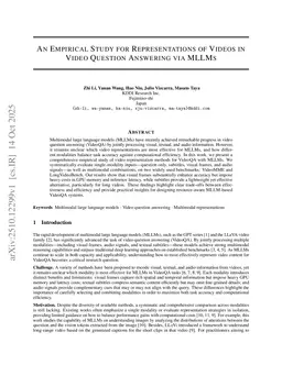 An Empirical Study for Representations of Videos in Video Question Answering via MLLMs