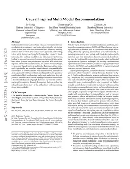 Causal Inspired Multi Modal Recommendation