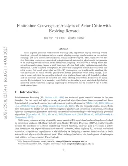 Finite-time Convergence Analysis of Actor-Critic with Evolving Reward