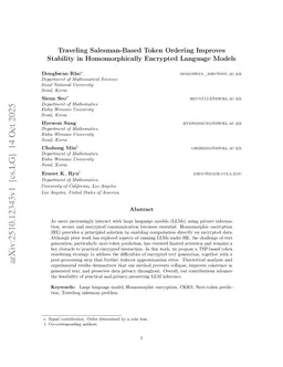 Traveling Salesman-Based Token Ordering Improves Stability in Homomorphically Encrypted Language Models