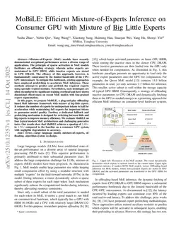 MoBiLE: Efficient Mixture-of-Experts Inference on Consumer GPU with Mixture of Big Little Experts