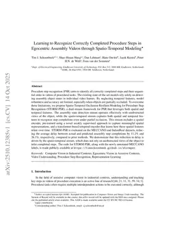 Learning to Recognize Correctly Completed Procedure Steps in Egocentric Assembly Videos through Spatio-Temporal Modeling