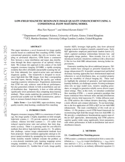 Low-Field Magnetic Resonance Image Quality Enhancement using a Conditional Flow Matching Model